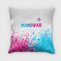 Подушка квадратная Manowar neon gradient style: символ сверху, цвет: 3D-принт