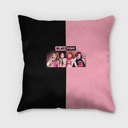 Подушка квадратная Черно-розовый градиент Black Pink, цвет: 3D-принт