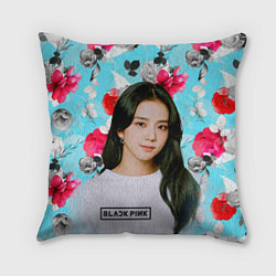 Подушка квадратная Jennie Kim Blackpink flowers, цвет: 3D-принт