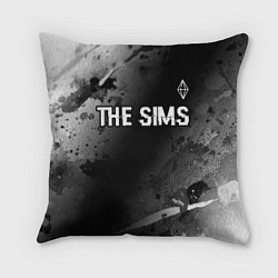 Подушка квадратная The Sims glitch на темном фоне: символ сверху, цвет: 3D-принт
