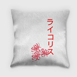 Подушка квадратная Ликорис, иероглифы красные, цвет: 3D-принт