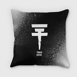 Подушка квадратная Tokio Hotel glitch на темном фоне