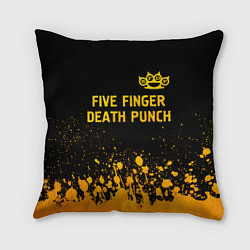 Подушка квадратная Five Finger Death Punch - gold gradient: символ св, цвет: 3D-принт