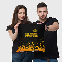 Подушка квадратная Five Finger Death Punch - gold gradient: символ св, цвет: 3D-принт — фото 2