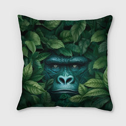 Подушка квадратная Горилла в кустах джунгли, цвет: 3D-принт