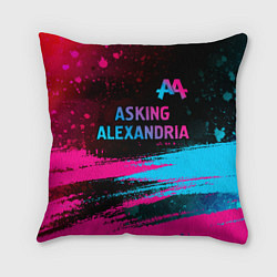 Подушка квадратная Asking Alexandria - neon gradient: символ сверху, цвет: 3D-принт
