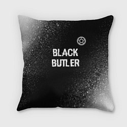 Подушка квадратная Black Butler glitch на темном фоне: символ сверху, цвет: 3D-принт
