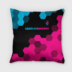Подушка квадратная Death Stranding - neon gradient: символ сверху, цвет: 3D-принт