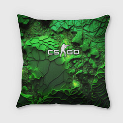 Подушка квадратная CS GO green abstract, цвет: 3D-принт