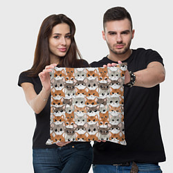 Подушка квадратная Паттерн милые котики, цвет: 3D-принт — фото 2
