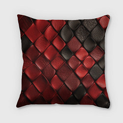Подушка квадратная Кожаная красно черная текстура, цвет: 3D-принт
