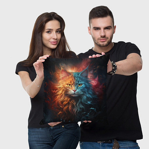 Подушка квадратная Сердитый котик / 3D-принт – фото 3