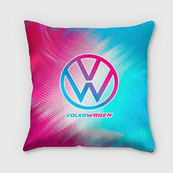 Подушка квадратная Volkswagen neon gradient style, цвет: 3D-принт