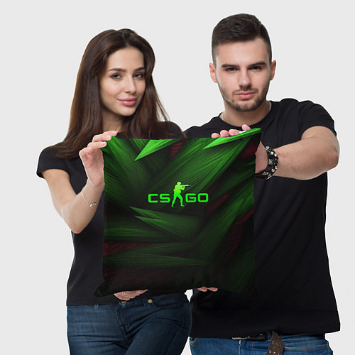 Подушка квадратная CS GO green logo / 3D-принт – фото 3