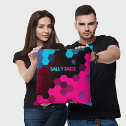 Подушка квадратная Sally Face - neon gradient: символ сверху, цвет: 3D-принт — фото 2