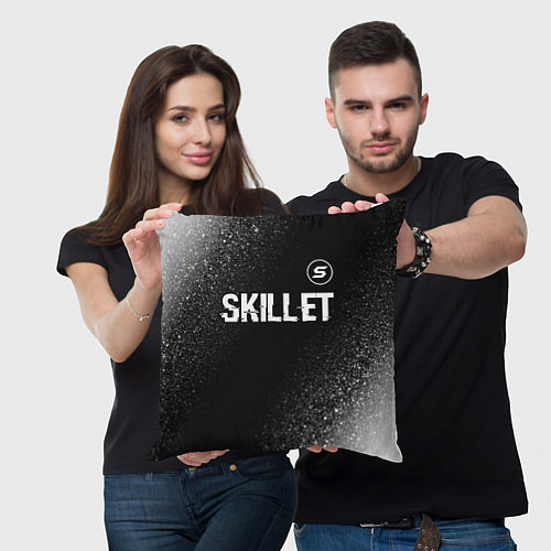 Подушка квадратная Skillet glitch на темном фоне: символ сверху / 3D-принт – фото 3