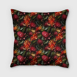 Подушка квадратная Тропические цветы, цвет: 3D-принт