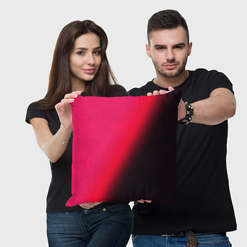 Подушка квадратная Градиент ярко-розовый / 3D-принт – фото 3