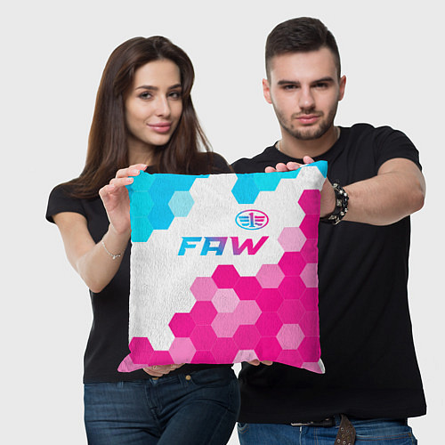 Подушка квадратная FAW neon gradient style: символ сверху / 3D-принт – фото 3
