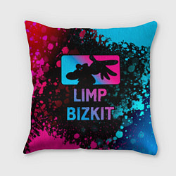 Подушка квадратная Limp Bizkit - neon gradient, цвет: 3D-принт