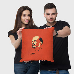 Подушка квадратная СССР Ленин жив, цвет: 3D-принт — фото 2