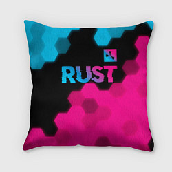 Подушка квадратная Rust - neon gradient: символ сверху, цвет: 3D-принт