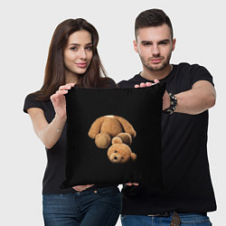 Подушка квадратная Плюшевый медведь с оторванной головой, цвет: 3D-принт — фото 2