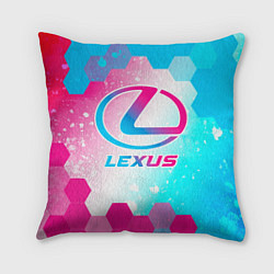 Подушка квадратная Lexus neon gradient style, цвет: 3D-принт