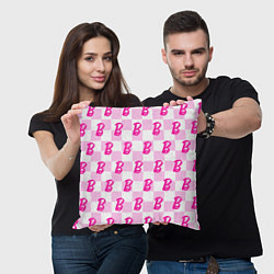 Подушка квадратная Розовая шашка и Барби, цвет: 3D-принт — фото 2