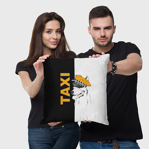 Подушка квадратная Собака в кепке таксиста / 3D-принт – фото 3