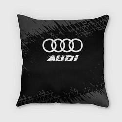 Подушка квадратная Audi speed на темном фоне со следами шин, цвет: 3D-принт