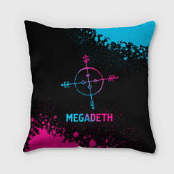 Подушка квадратная Megadeth - neon gradient, цвет: 3D-принт