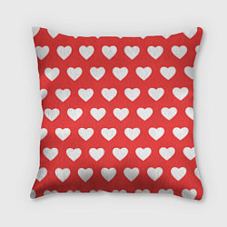 Подушка квадратная Сердечки на красном фоне, цвет: 3D-принт