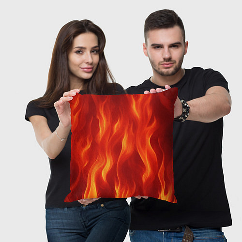 Подушка квадратная Огонь рыжий / 3D-принт – фото 3