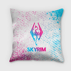 Подушка квадратная Skyrim neon gradient style, цвет: 3D-принт