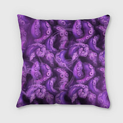 Подушка квадратная Фиолетовые щупальца и дым, цвет: 3D-принт
