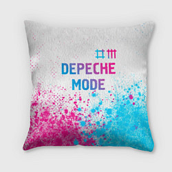 Подушка квадратная Depeche Mode neon gradient style: символ сверху, цвет: 3D-принт