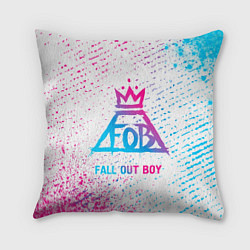 Подушка квадратная Fall Out Boy neon gradient style, цвет: 3D-принт