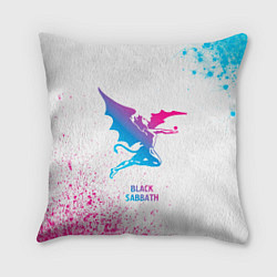 Подушка квадратная Black Sabbath neon gradient style, цвет: 3D-принт