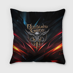 Подушка квадратная Baldurs Gate 3 dark logo, цвет: 3D-принт