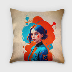 Подушка квадратная Девушка в брызгах краски, цвет: 3D-принт