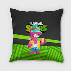 Подушка квадратная Doug Brawl stars green black, цвет: 3D-принт