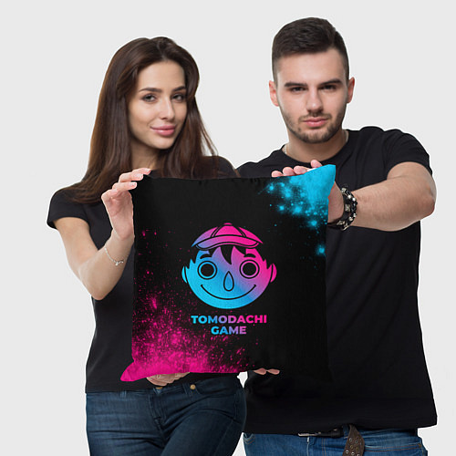 Подушка квадратная Tomodachi Game - neon gradient / 3D-принт – фото 3