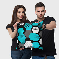 Подушка квадратная Шестиугольники абстрактный фон, цвет: 3D-принт — фото 2