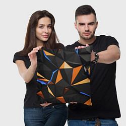 Подушка квадратная Оранжевые и черные элементы, цвет: 3D-принт — фото 2