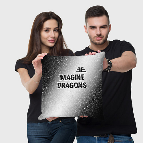 Подушка квадратная Imagine Dragons glitch на светлом фоне: символ све / 3D-принт – фото 3