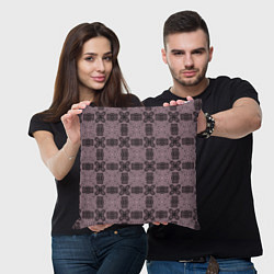 Подушка квадратная Ажурный коричнево - черный узор, цвет: 3D-принт — фото 2