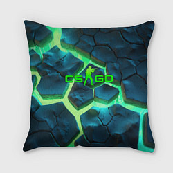Подушка квадратная CS GO green texture logo, цвет: 3D-принт