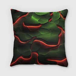 Подушка квадратная Объемные красно зеленые плиты, цвет: 3D-принт