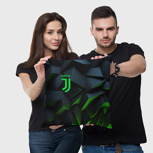 Подушка квадратная Juventus black green logo / 3D-принт – фото 3